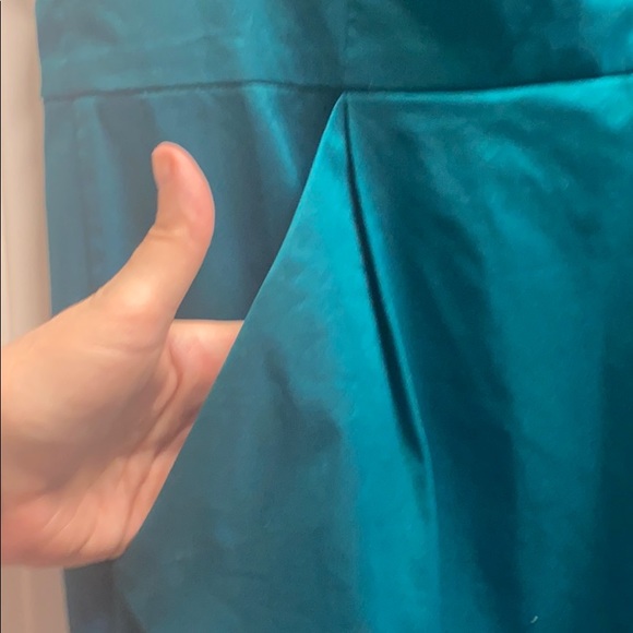 Ann Taylor Teal Sateen dress. - Picture 4 of 4